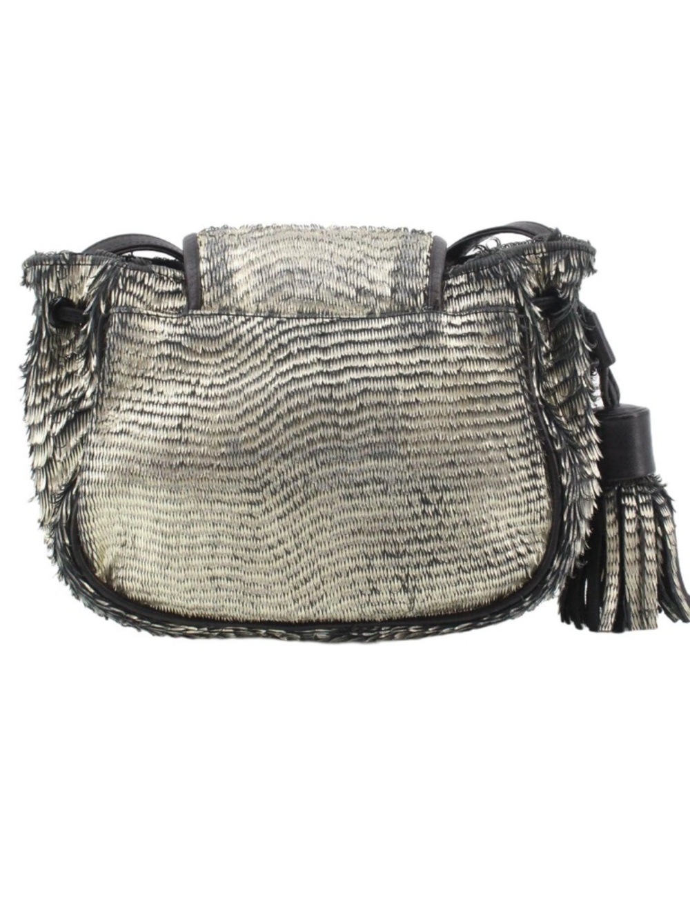 See by Chloe Metallic Black & Cream Woven Crossbody Bag with Gold Hardware - Picture 2 of 4